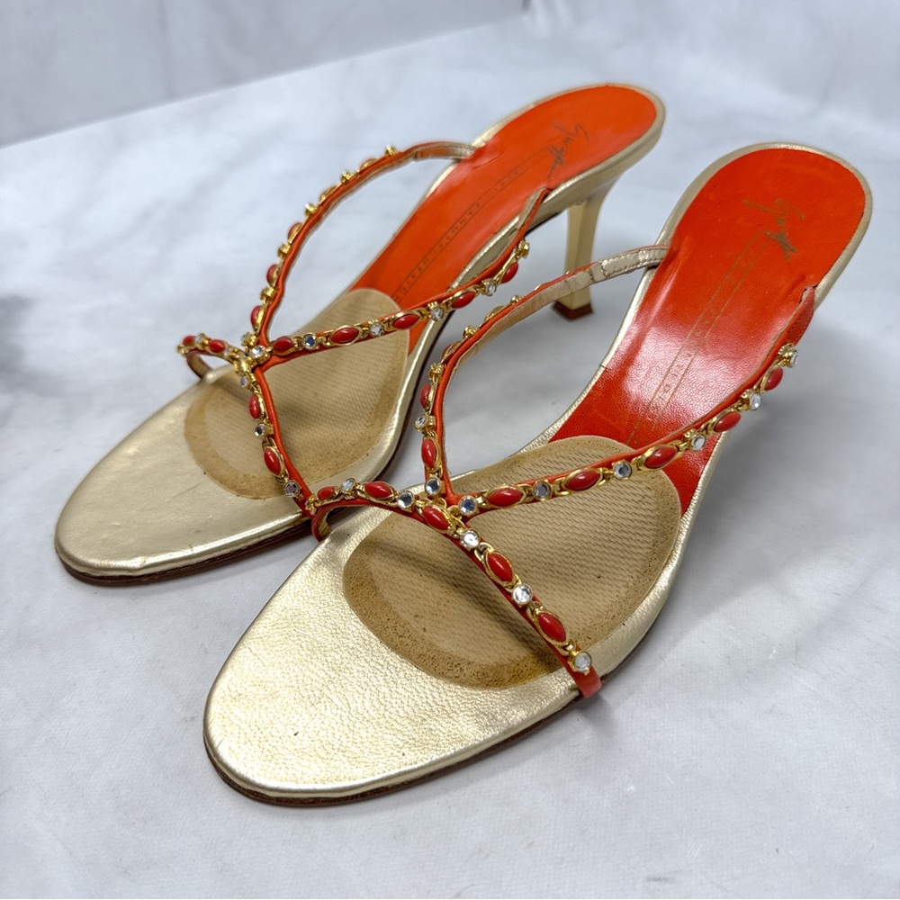Giuseppe Zanotti Vicini Vintage Y2K Embellished Kitten Heel Mule Sandal 2000s 37 - Picture 5 of 15